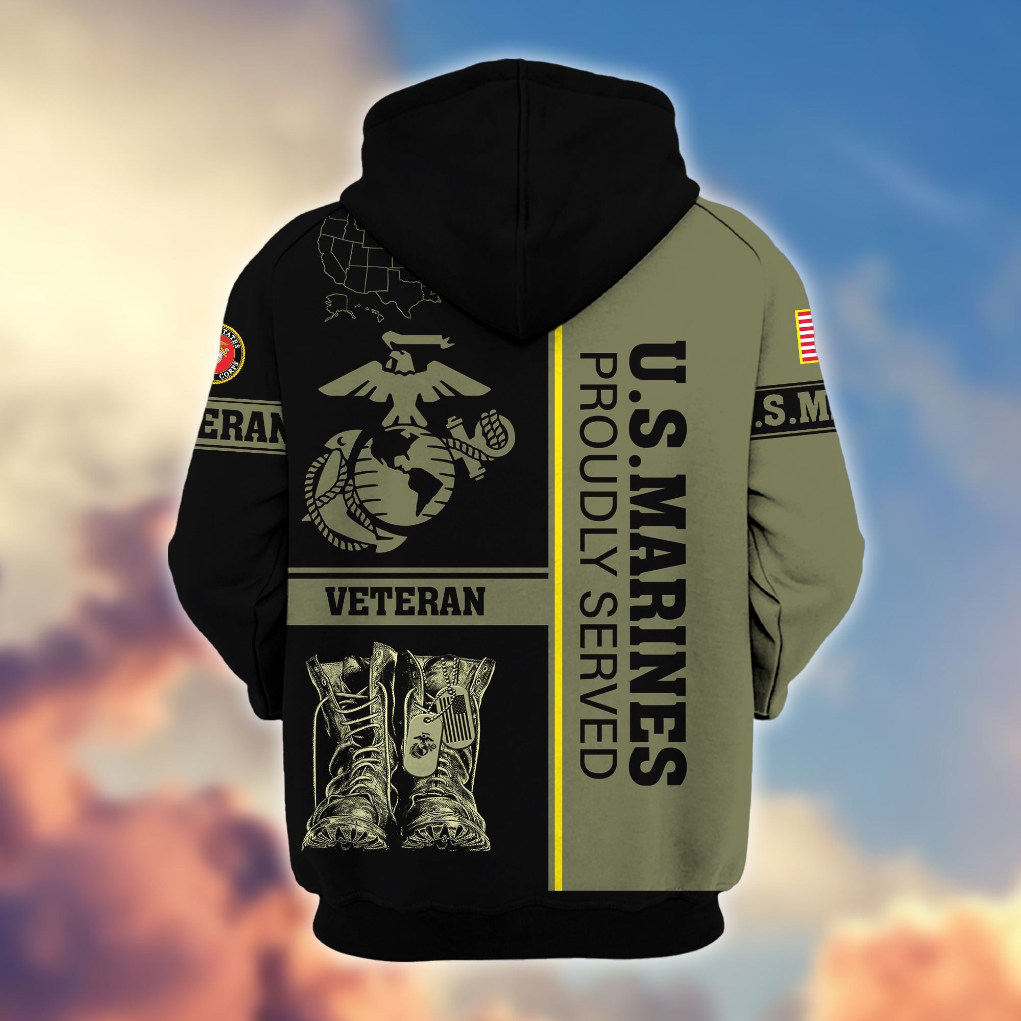 Premium US Veterans Zip Hoodie, Gifts For US Veterans Gifts On Father's Day, Armed Force Day, Independence Day, Veterans Day.