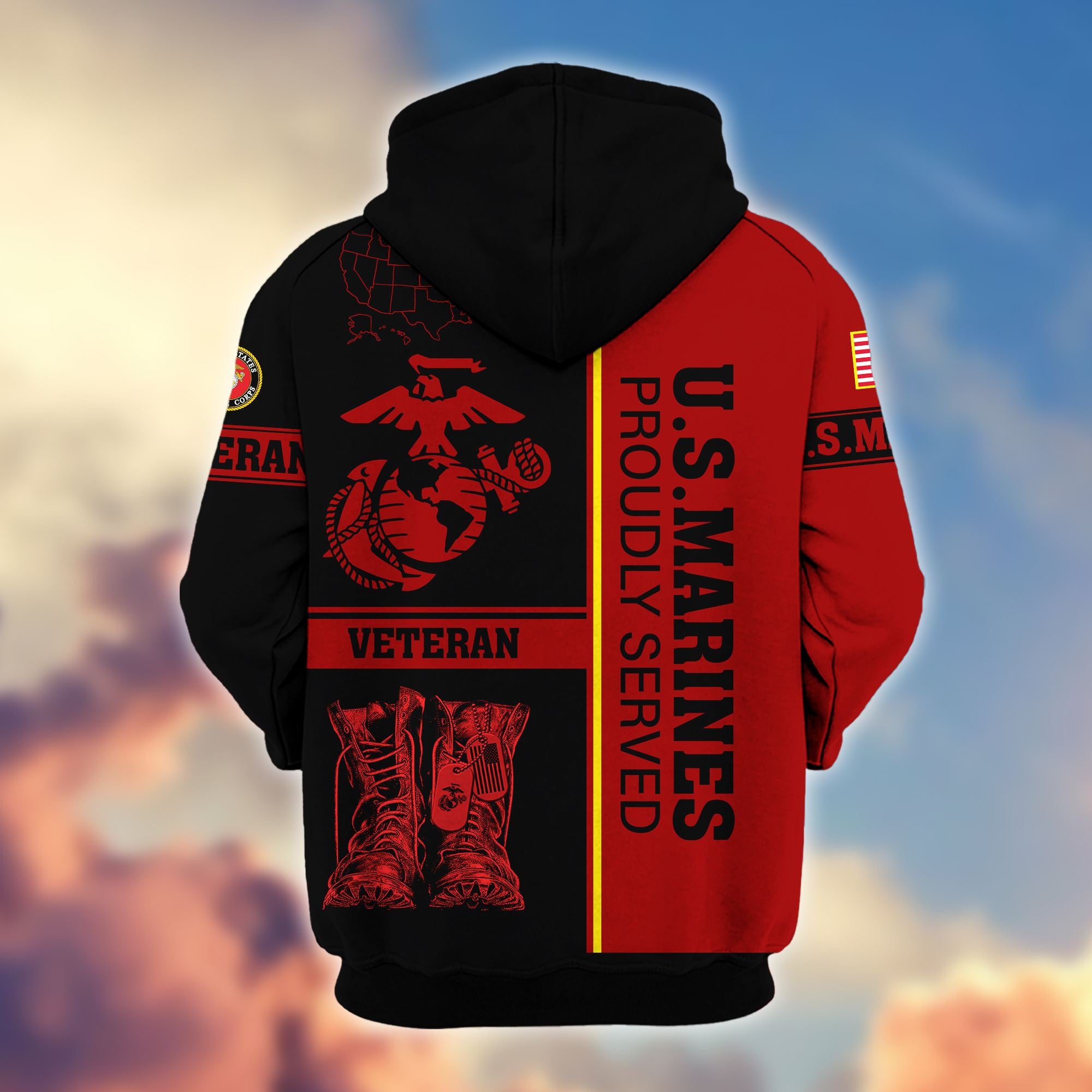 Premium US Veterans Zip Hoodie, Gifts For US Veterans Gifts On Father's Day, Armed Force Day, Independence Day, Veterans Day.