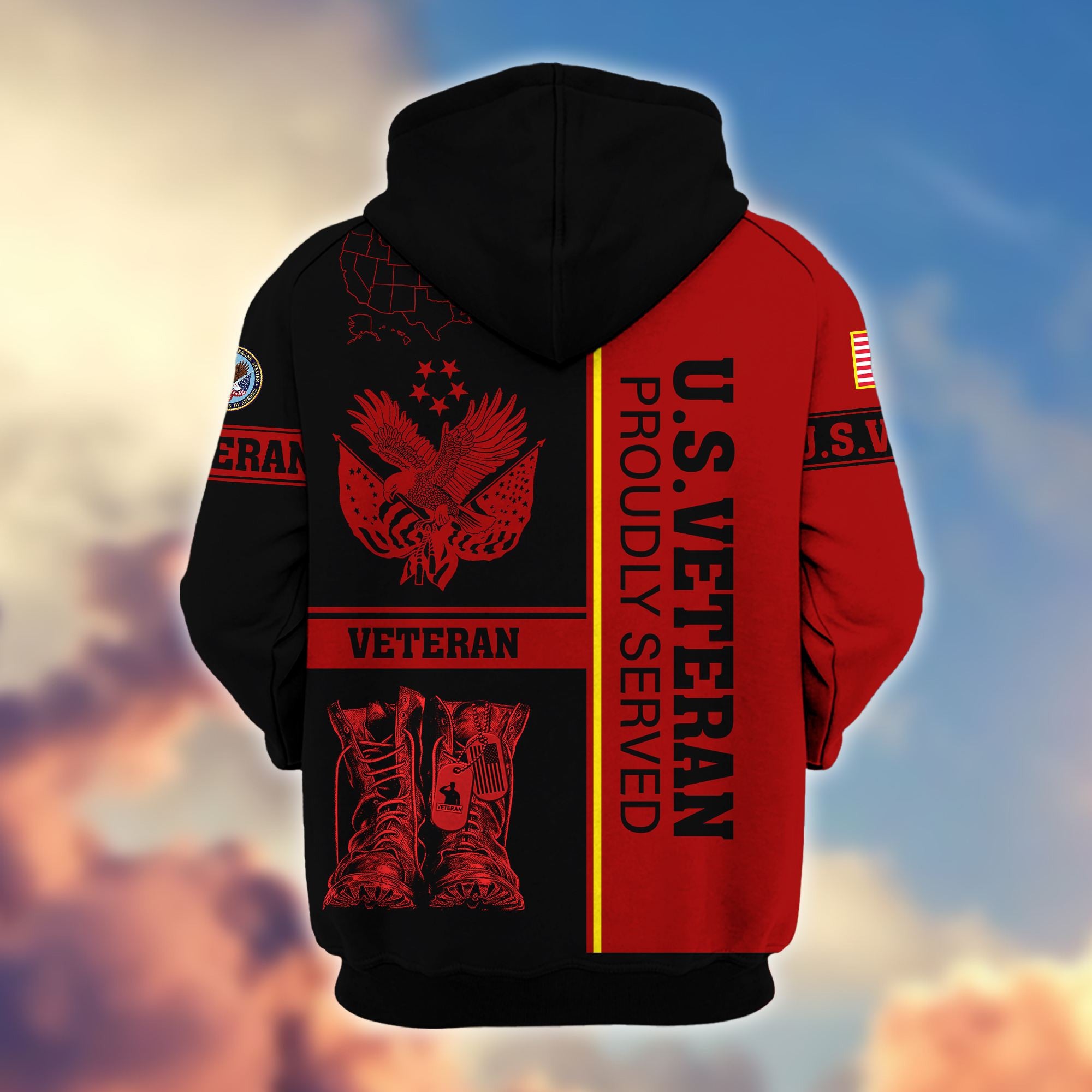 Premium US Veterans Zip Hoodie, Gifts For US Veterans Gifts On Father's Day, Armed Force Day, Independence Day, Veterans Day.