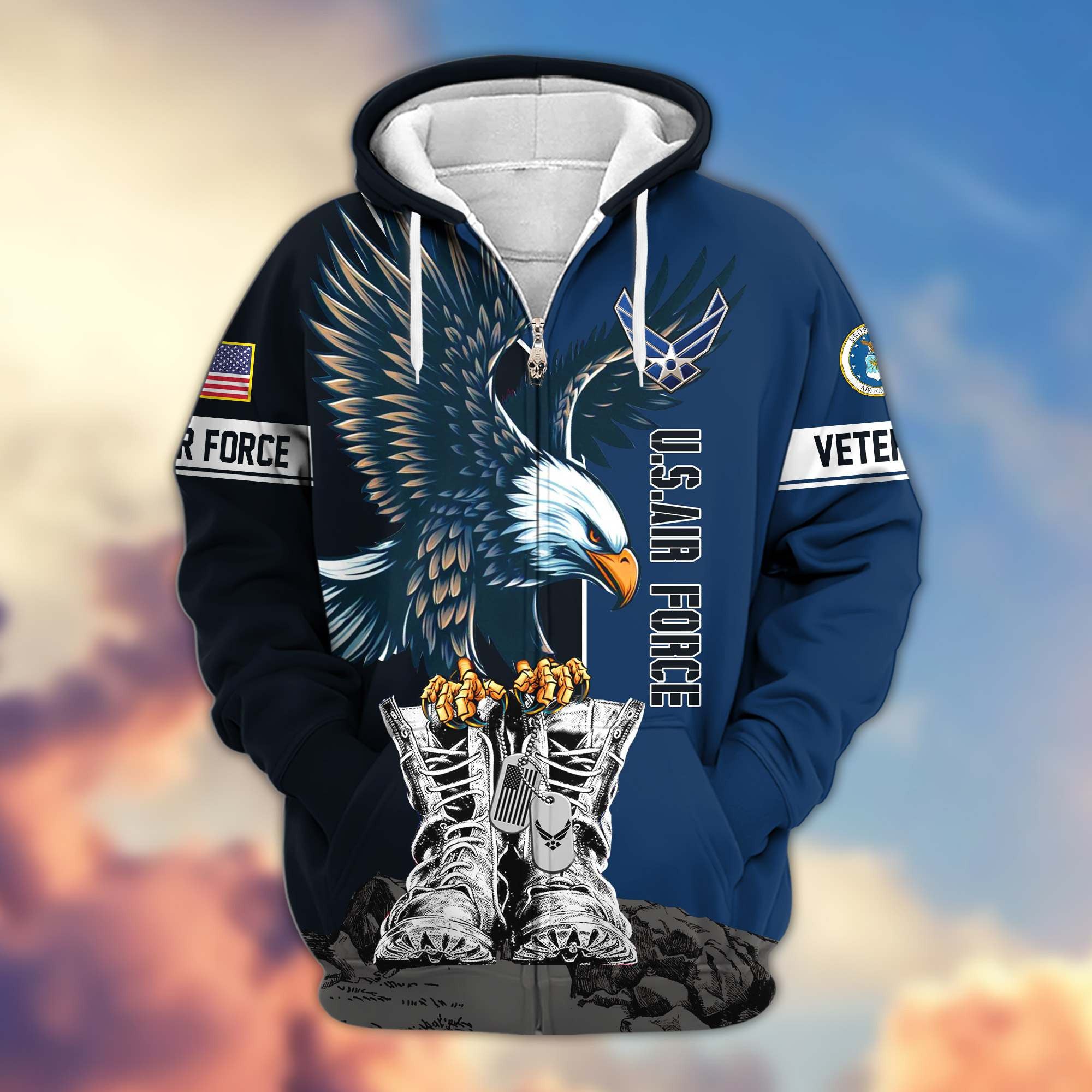 Premium US Veterans Zip Hoodie, Gifts For US Veterans, Gifts For Dad, Gifts On Armed Force Day, Independence Day, Veterans Day.