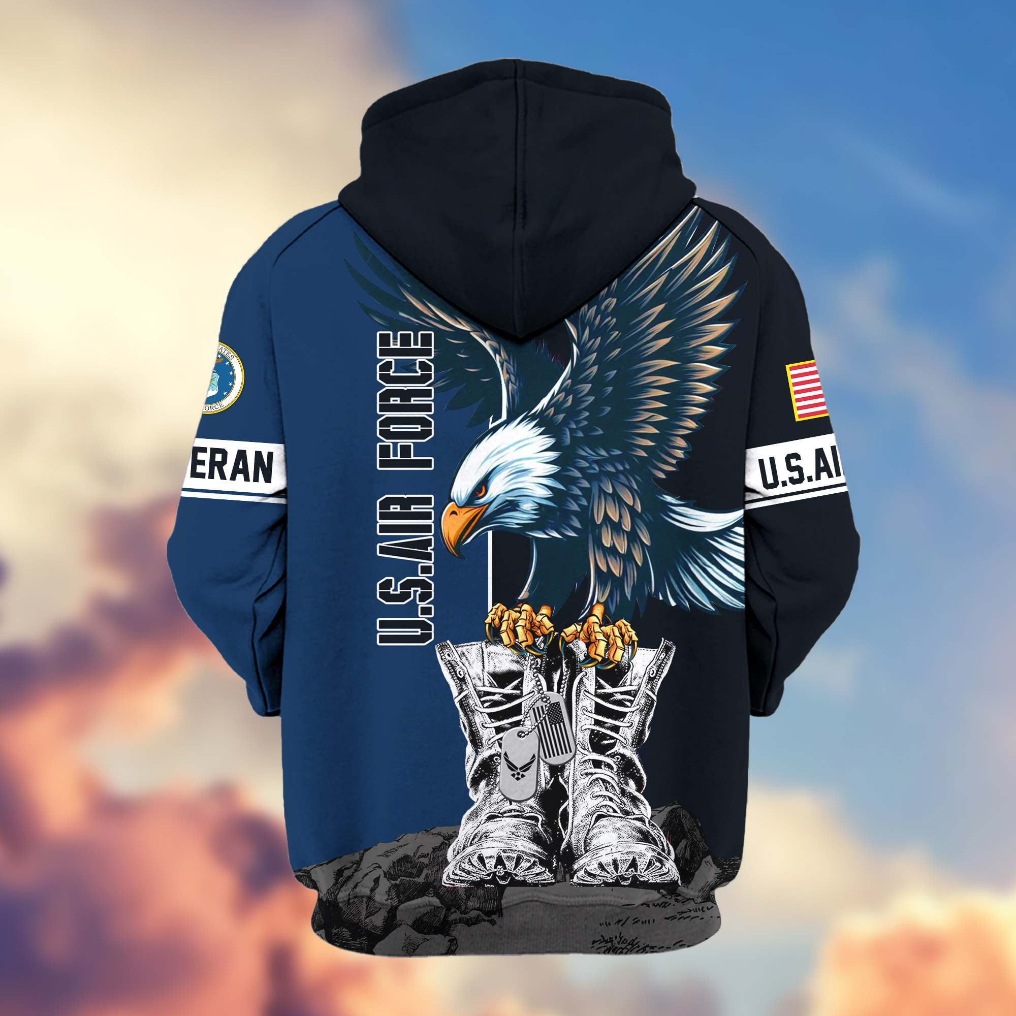 Premium US Veterans Zip Hoodie, Gifts For US Veterans, Gifts For Dad, Gifts On Armed Force Day, Independence Day, Veterans Day.