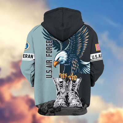 Premium US Veterans Zip Hoodie, Gifts For US Veterans, Gifts For Dad, Gifts On Armed Force Day, Independence Day, Veterans Day.