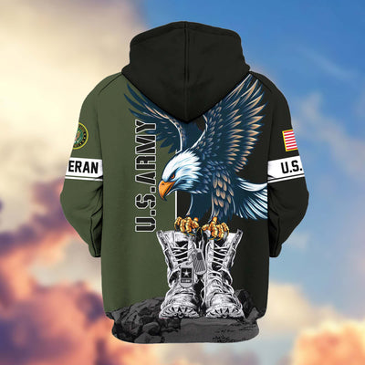 Premium US Veterans Zip Hoodie, Gifts For US Veterans, Gifts For Dad, Gifts On Armed Force Day, Independence Day, Veterans Day.