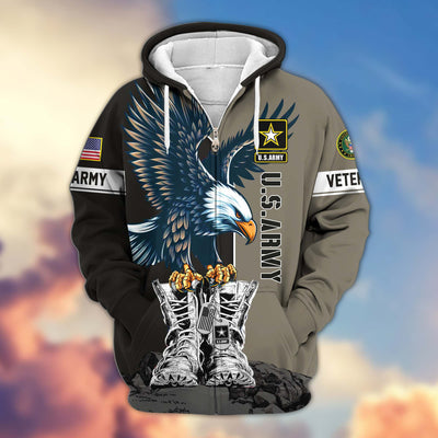 Premium US Veterans Zip Hoodie, Gifts For US Veterans, Gifts For Dad, Gifts On Armed Force Day, Independence Day, Veterans Day.