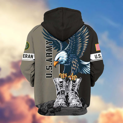 Premium US Veterans Zip Hoodie, Gifts For US Veterans, Gifts For Dad, Gifts On Armed Force Day, Independence Day, Veterans Day.
