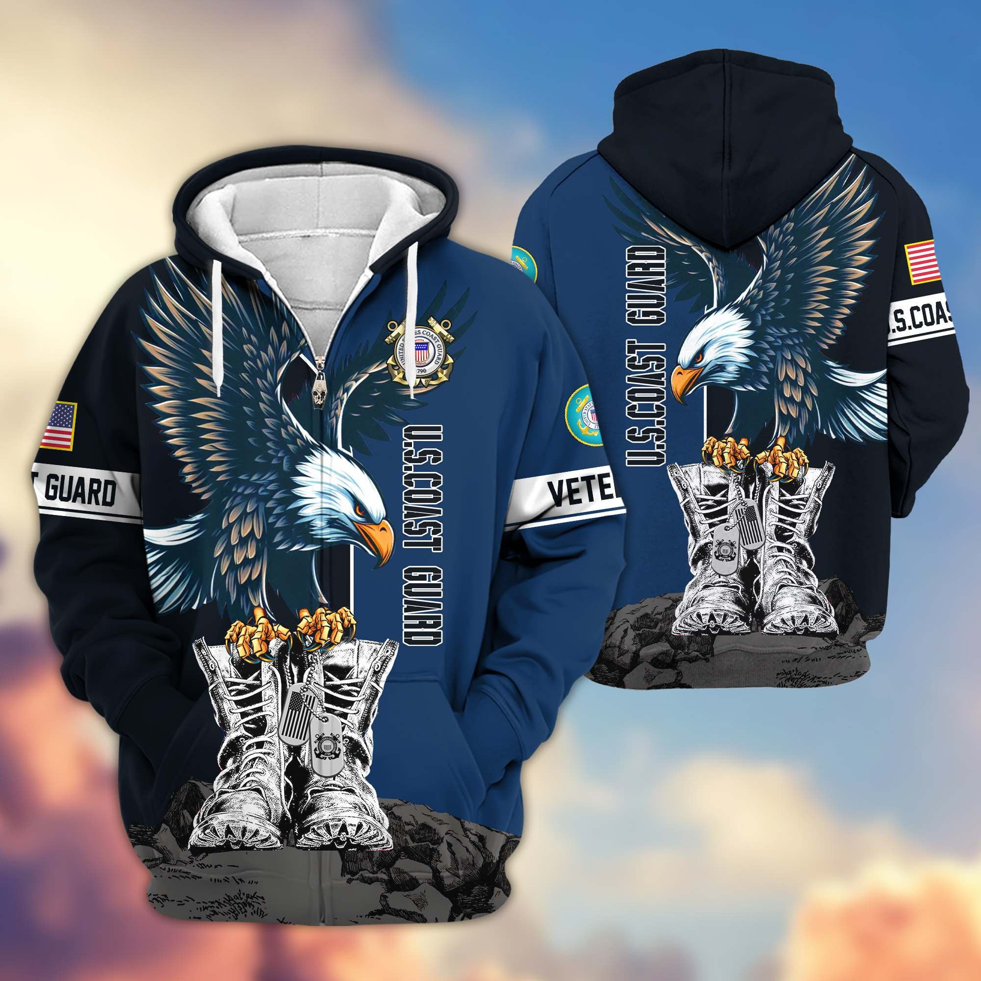 Premium US Veterans Zip Hoodie, Gifts For US Veterans, Gifts For Dad, Gifts On Armed Force Day, Independence Day, Veterans Day.