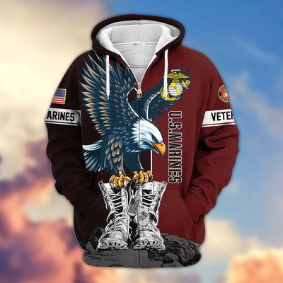 Premium US Veterans Zip Hoodie, Gifts For US Veterans, Gifts For Dad, Gifts On Armed Force Day, Independence Day, Veterans Day.