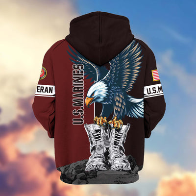 Premium US Veterans Zip Hoodie, Gifts For US Veterans, Gifts For Dad, Gifts On Armed Force Day, Independence Day, Veterans Day.