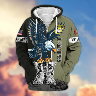 Premium US Veterans Zip Hoodie, Gifts For US Veterans, Gifts For Dad, Gifts On Armed Force Day, Independence Day, Veterans Day.