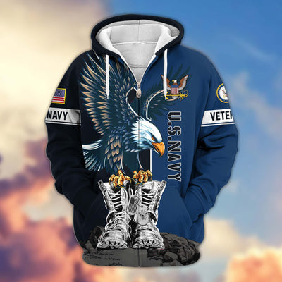 Premium US Veterans Zip Hoodie, Gifts For US Veterans, Gifts For Dad, Gifts On Armed Force Day, Independence Day, Veterans Day.