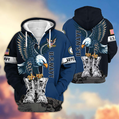 Premium US Veterans Zip Hoodie, Gifts For US Veterans, Gifts For Dad, Gifts On Armed Force Day, Independence Day, Veterans Day.