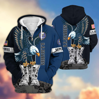 Premium US Veterans Zip Hoodie, Gifts For US Veterans, Gifts For Dad, Gifts On Armed Force Day, Independence Day, Veterans Day.