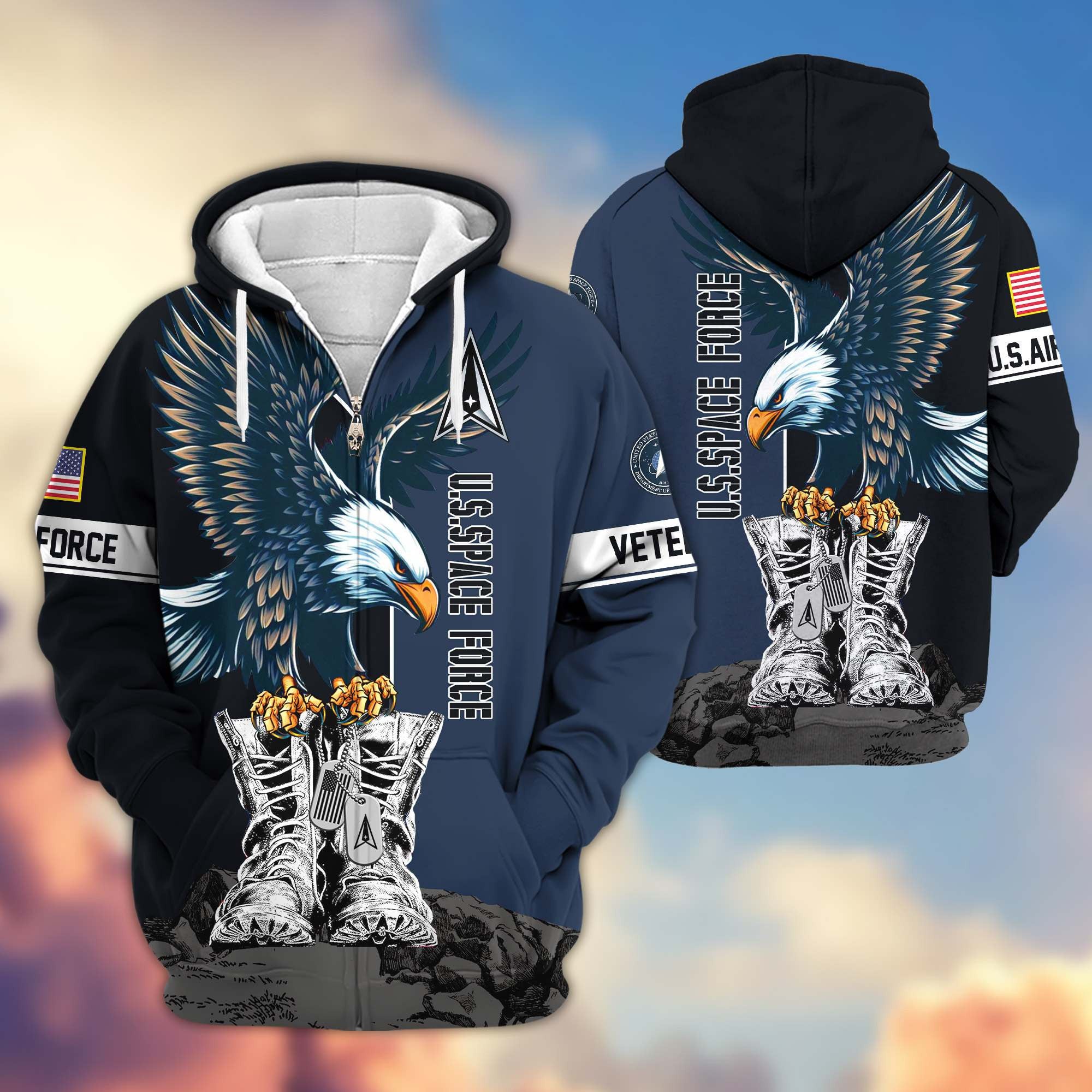 Premium US Veterans Zip Hoodie, Gifts For US Veterans, Gifts For Dad, Gifts On Armed Force Day, Independence Day, Veterans Day.