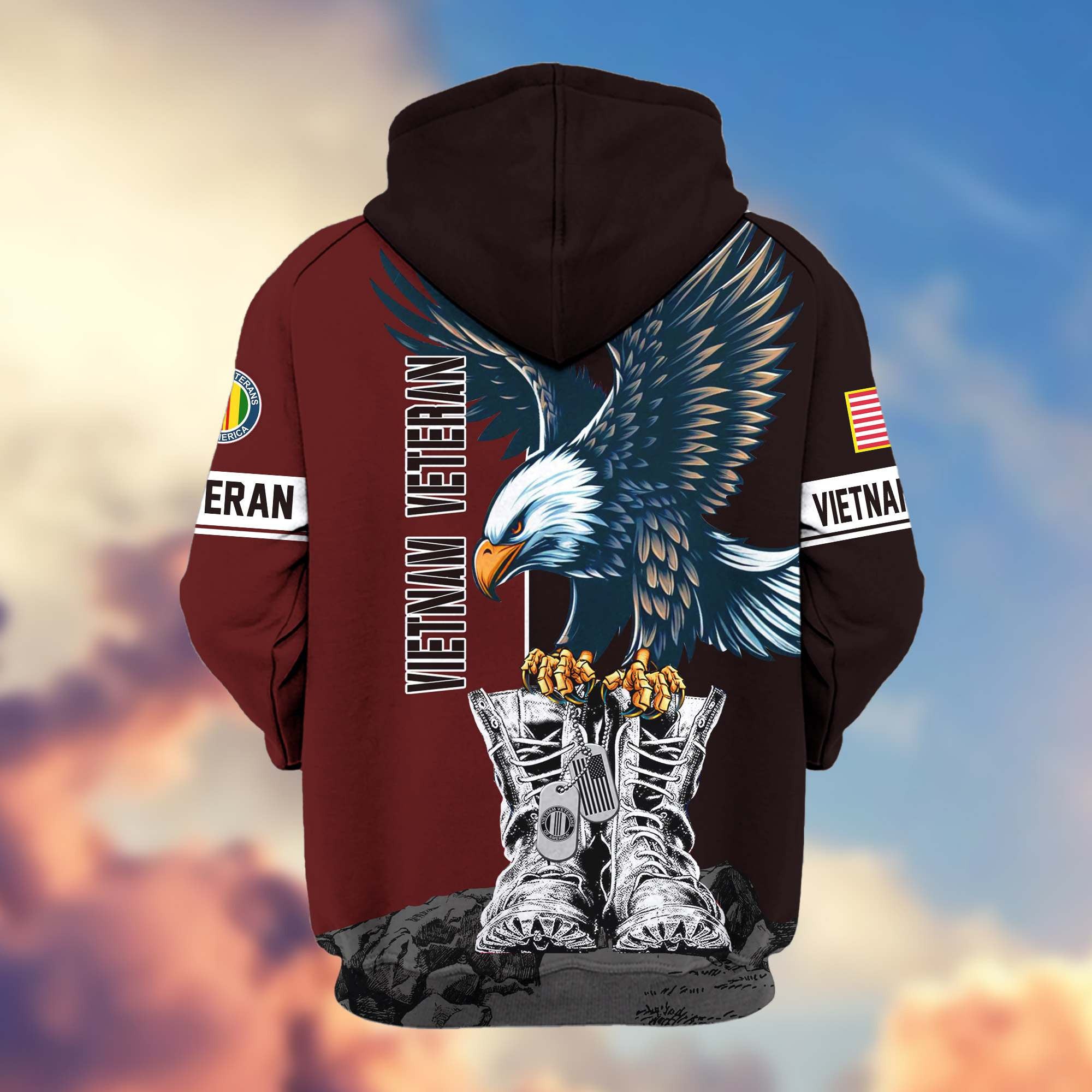 Premium US Veterans Zip Hoodie, Gifts For US Veterans, Gifts For Dad, Gifts On Armed Force Day, Independence Day, Veterans Day.