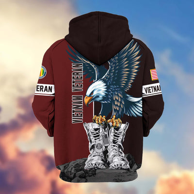 Premium US Veterans Zip Hoodie, Gifts For US Veterans, Gifts For Dad, Gifts On Armed Force Day, Independence Day, Veterans Day.