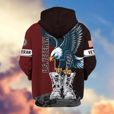 Premium US Veterans Zip Hoodie, Gifts For US Veterans, Gifts For Dad, Gifts On Armed Force Day, Independence Day, Veterans Day.