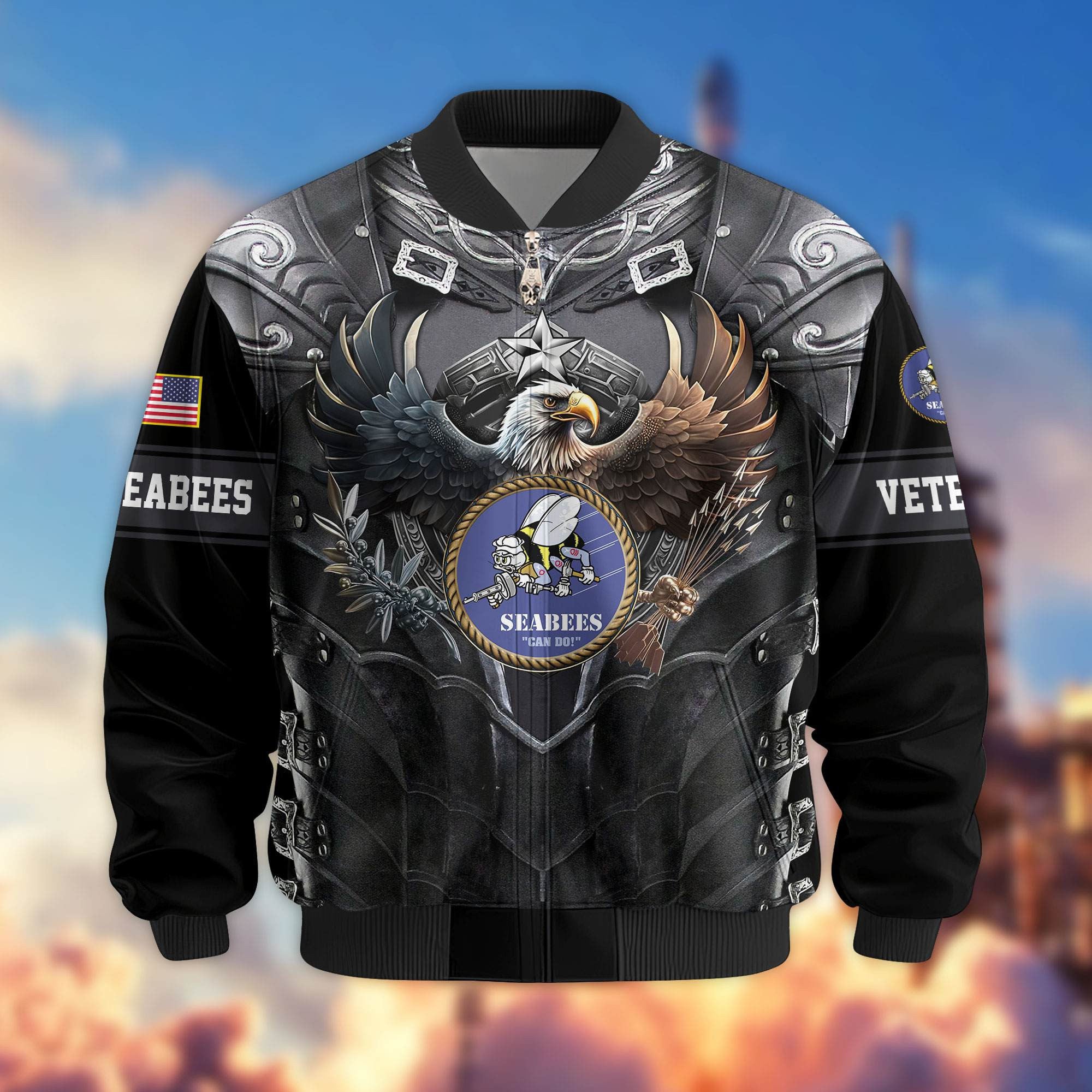 Premium US Veterans Bomber Jacket, Gifts For US Veterans, Gifts On Father's Day, Armed Force Day, Independence Day, Veterans Day.