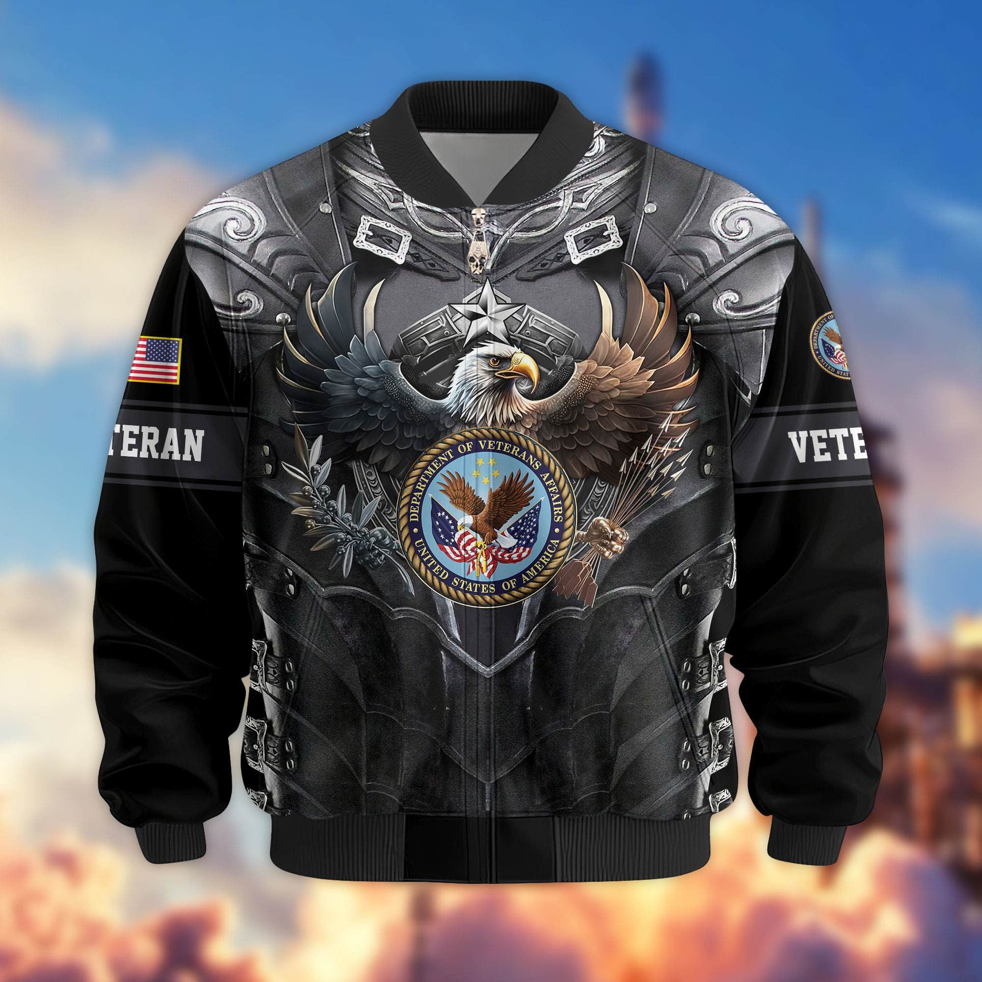 Premium US Veterans Bomber Jacket, Gifts For US Veterans, Gifts On Father's Day, Armed Force Day, Independence Day, Veterans Day.