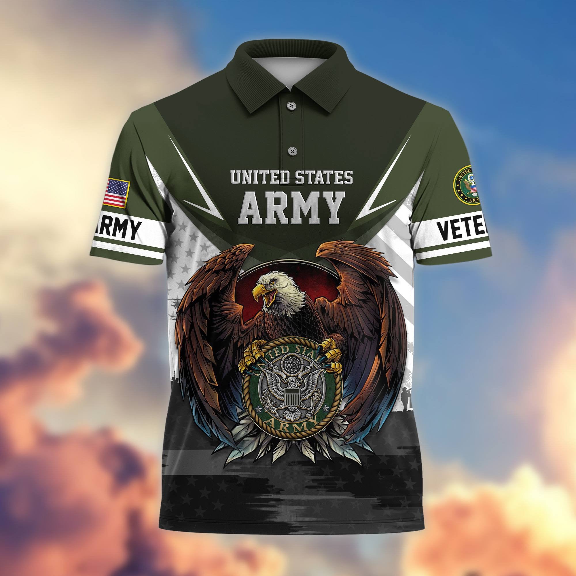 Premium US Veterans Polo Shirt, Gifts For US Veterans, Gifts On Father's Day, Armed Force Day, Independence Day, Veterans Day.