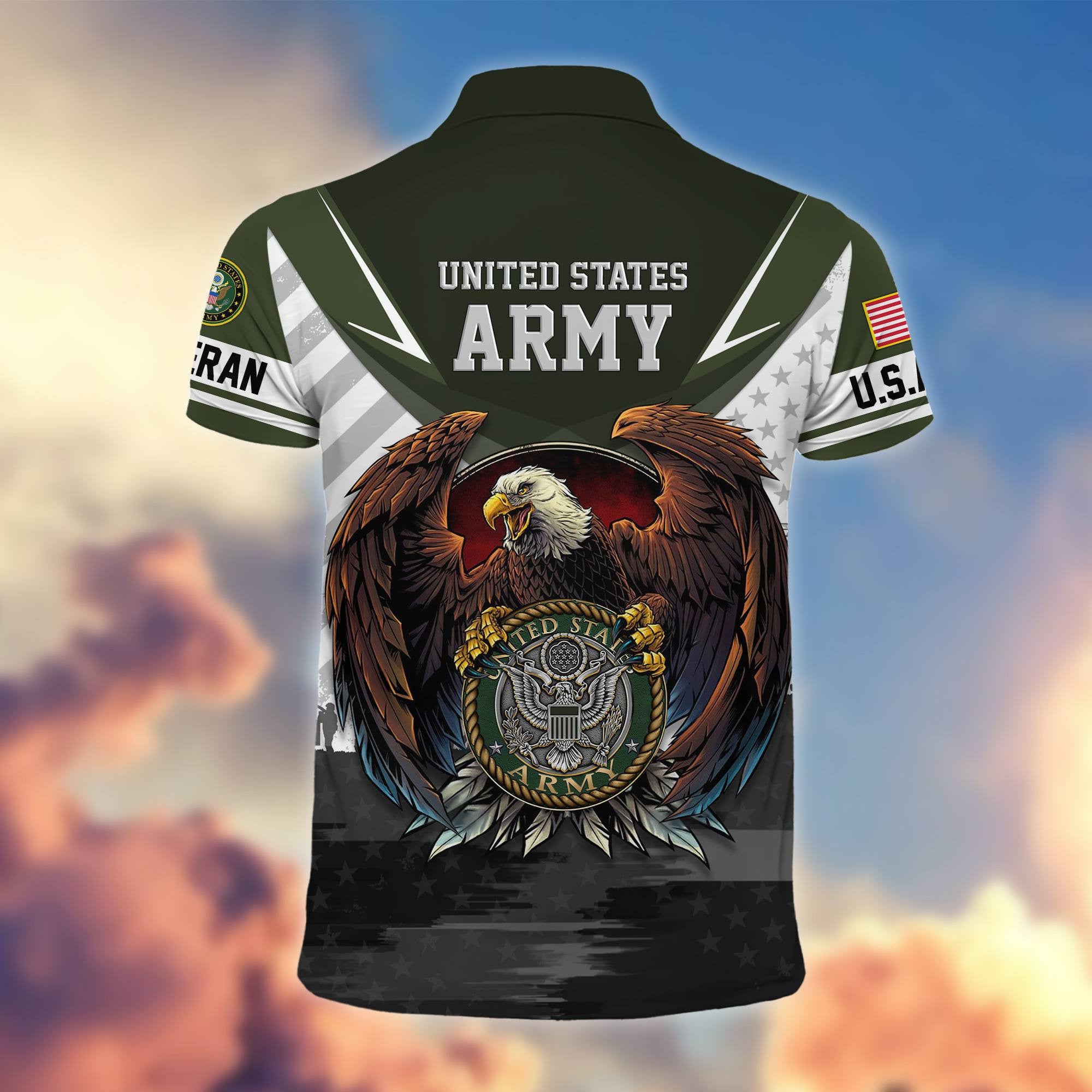Premium US Veterans Polo Shirt, Gifts For US Veterans, Gifts On Father's Day, Armed Force Day, Independence Day, Veterans Day.