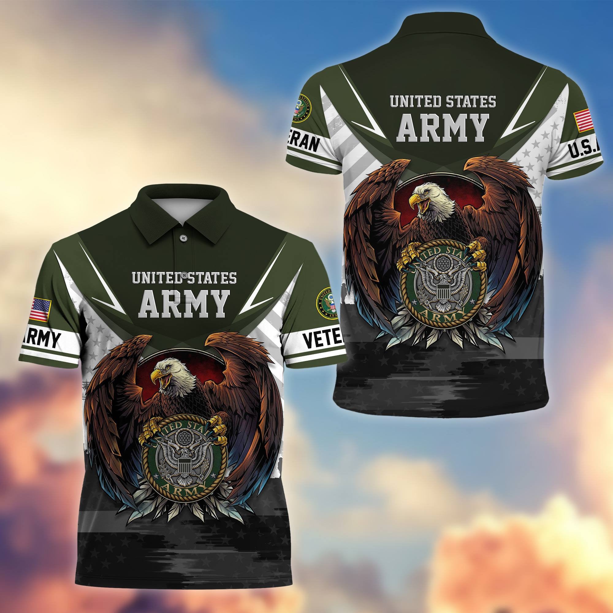 Premium US Veterans Polo Shirt, Gifts For US Veterans, Gifts On Father's Day, Armed Force Day, Independence Day, Veterans Day.