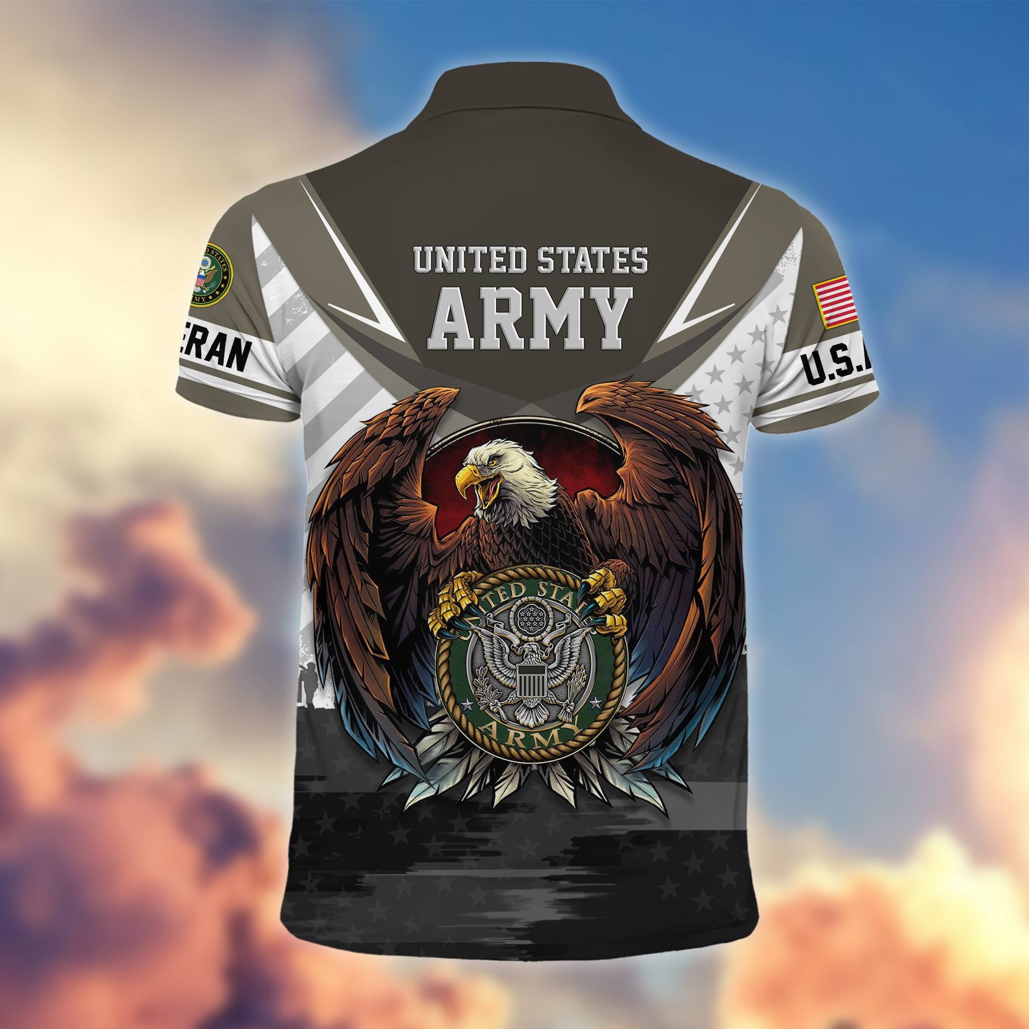 Premium US Veterans Polo Shirt, Gifts For US Veterans, Gifts On Father's Day, Armed Force Day, Independence Day, Veterans Day.