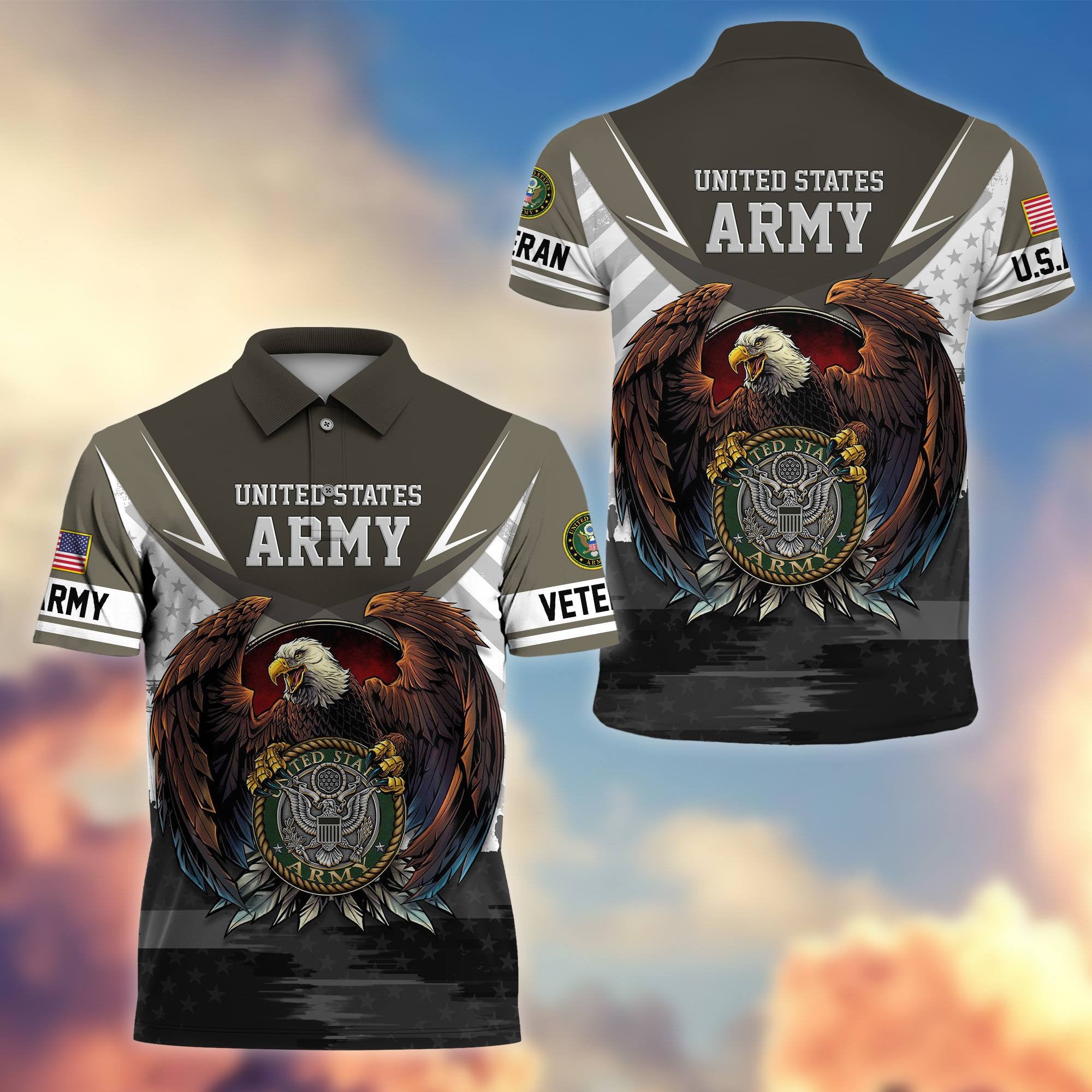 Premium US Veterans Polo Shirt, Gifts For US Veterans, Gifts On Father's Day, Armed Force Day, Independence Day, Veterans Day.
