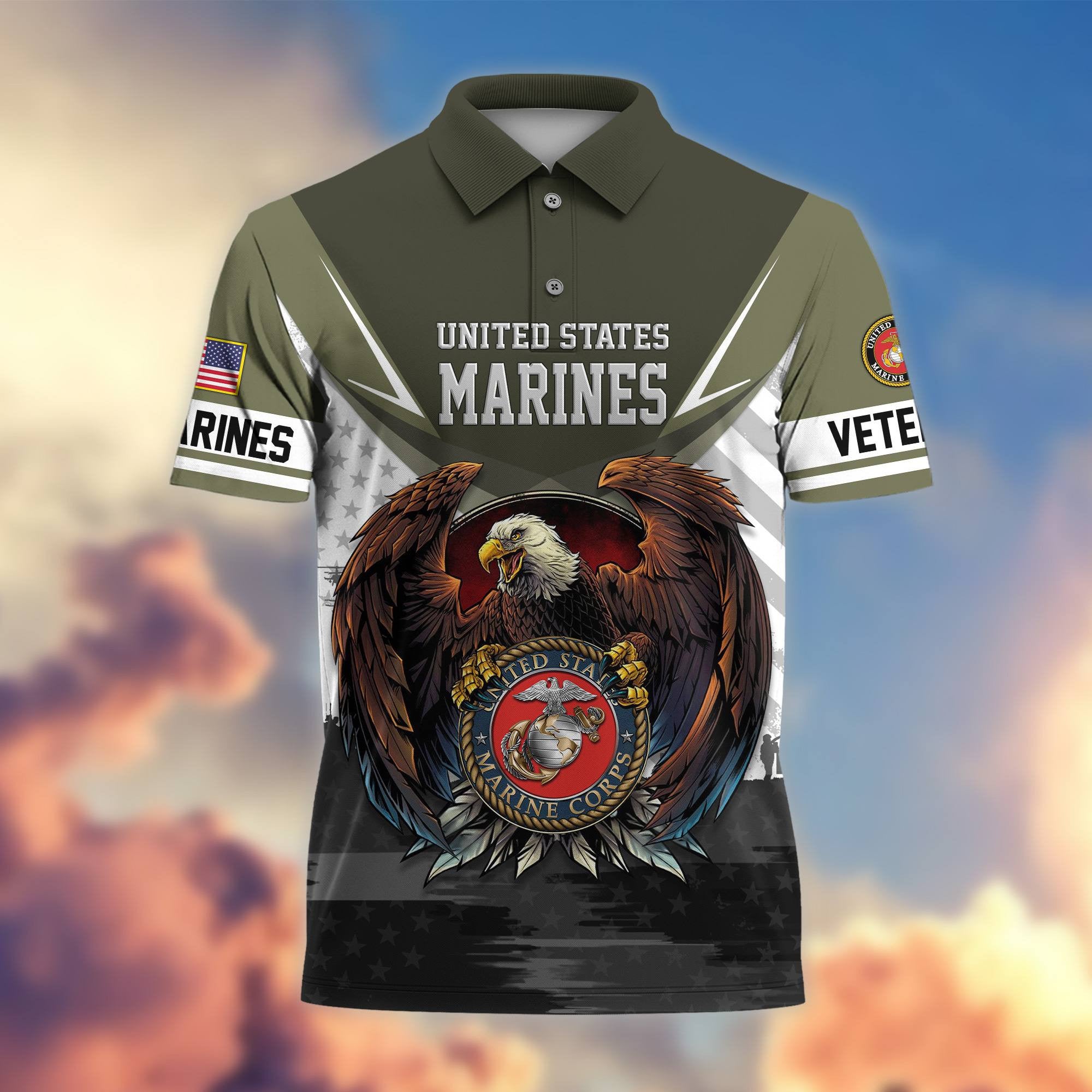 Premium US Veterans Polo Shirt, Gifts For US Veterans, Gifts On Father's Day, Armed Force Day, Independence Day, Veterans Day.