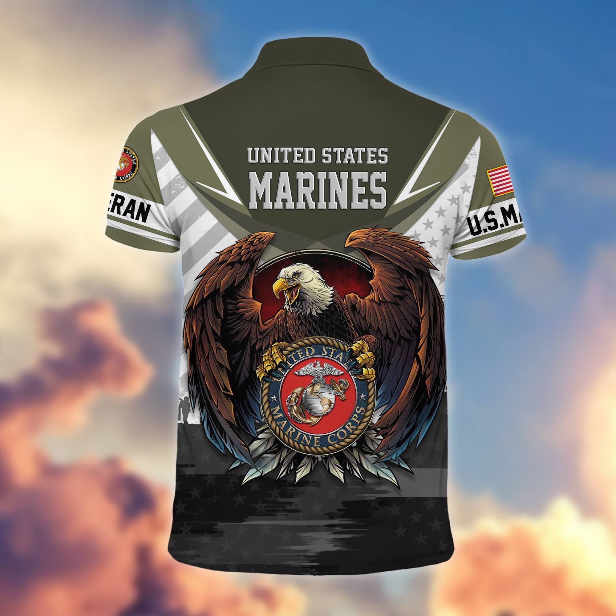 Premium US Veterans Polo Shirt, Gifts For US Veterans, Gifts On Father's Day, Armed Force Day, Independence Day, Veterans Day.
