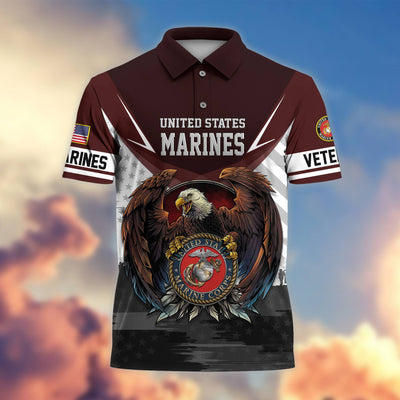 Premium US Veterans Polo Shirt, Gifts For US Veterans, Gifts On Father's Day, Armed Force Day, Independence Day, Veterans Day.