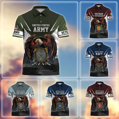 Premium US Veterans Polo Shirt, Gifts For US Veterans, Gifts On Father's Day, Armed Force Day, Independence Day, Veterans Day.