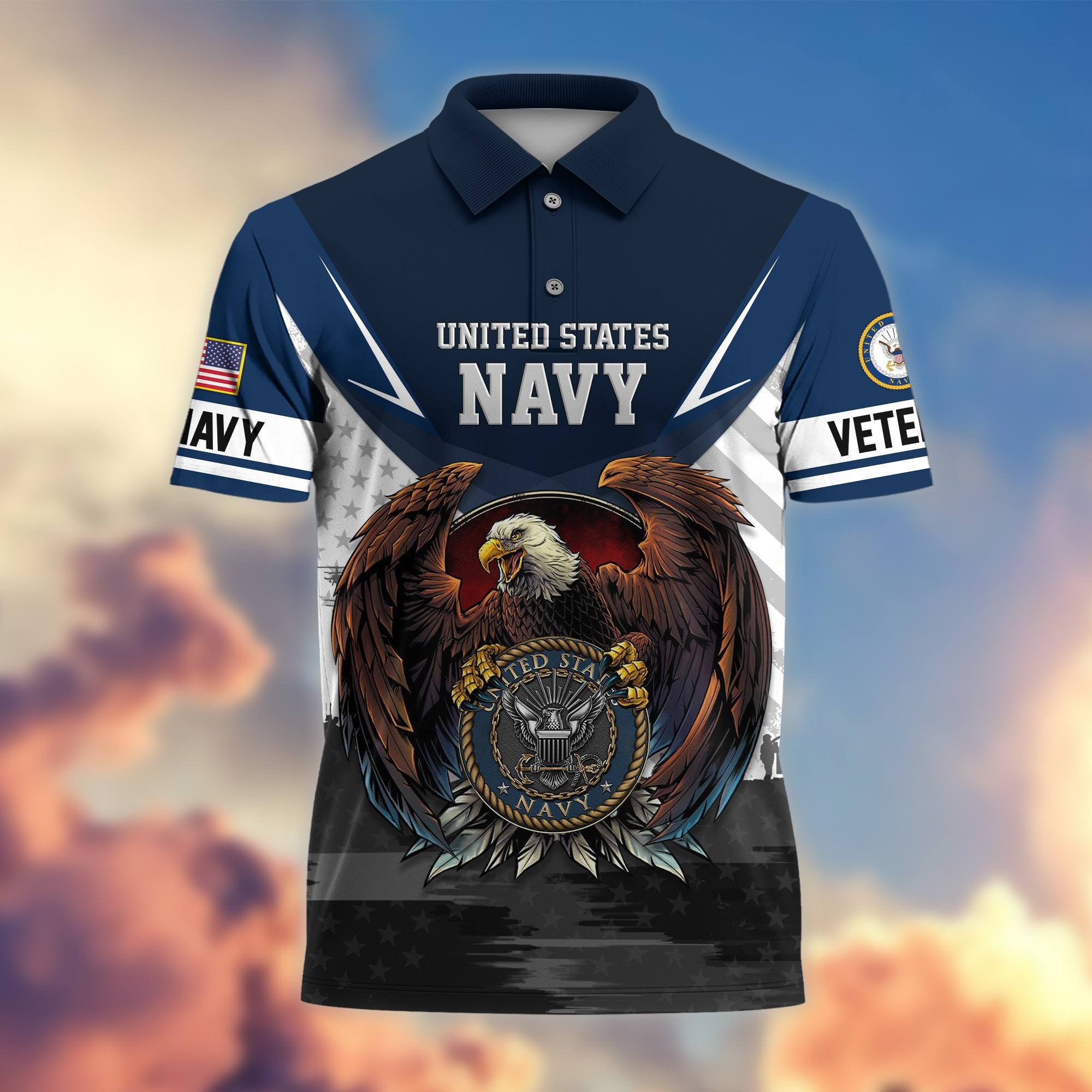 Premium US Veterans Polo Shirt, Gifts For US Veterans, Gifts On Father's Day, Armed Force Day, Independence Day, Veterans Day.