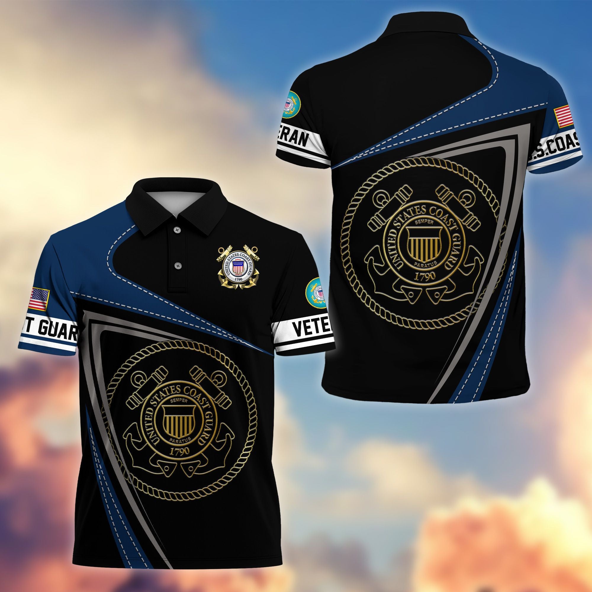 Premium US Veterans Polo Shirt, Gifts For US Veterans, Gifts On Father's Day, Independence Day, Veterans Day.