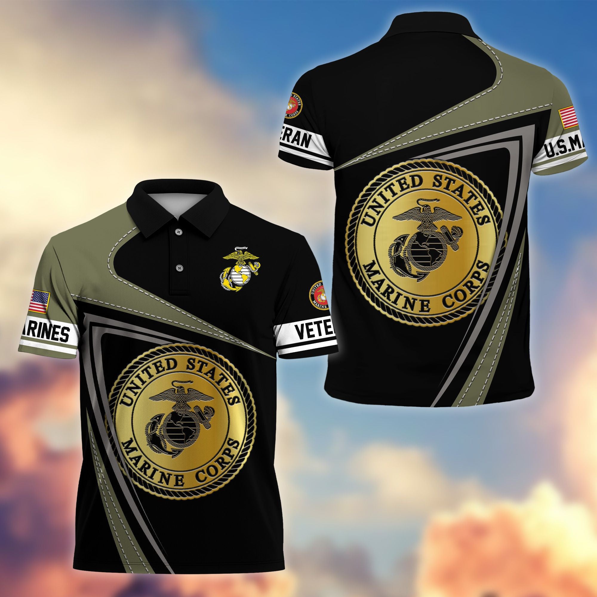 Premium US Veterans Polo Shirt, Gifts For US Veterans, Gifts On Father's Day, Independence Day, Veterans Day.