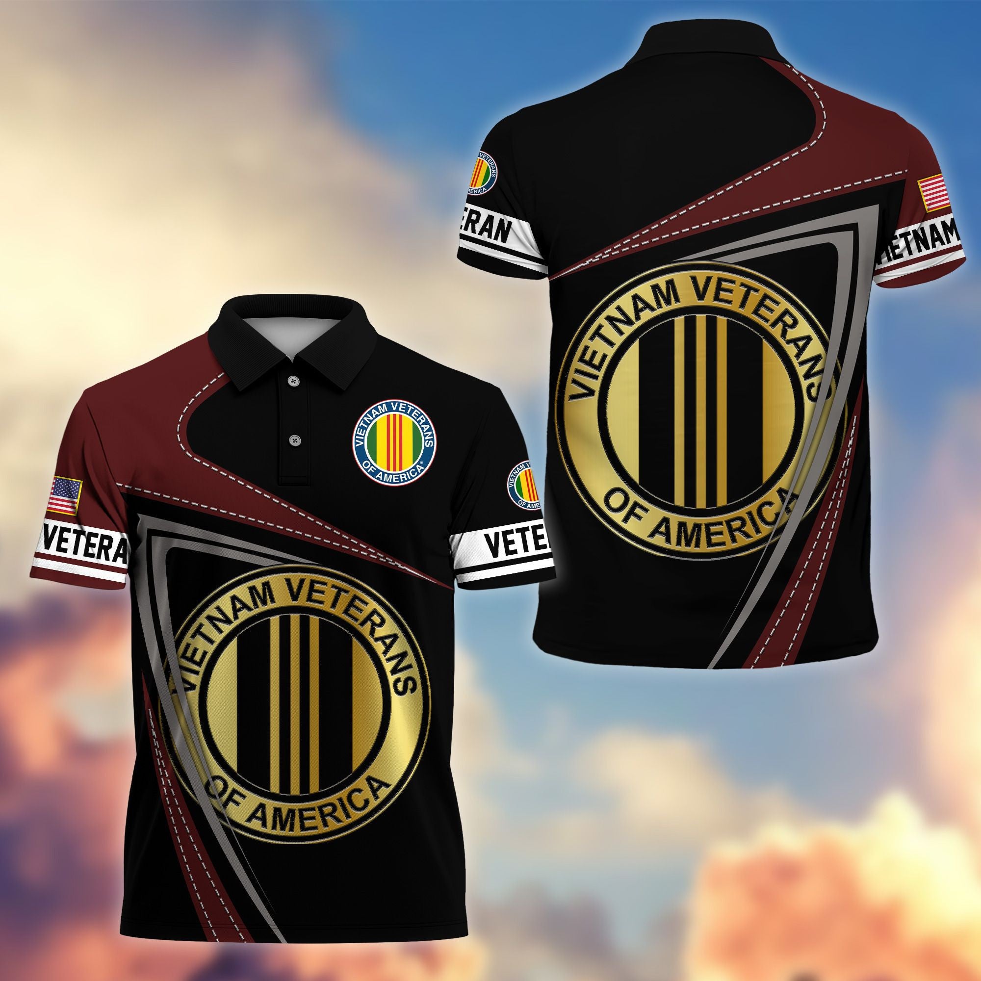 Premium US Veterans Polo Shirt, Gifts For US Veterans, Gifts On Father's Day, Independence Day, Veterans Day.