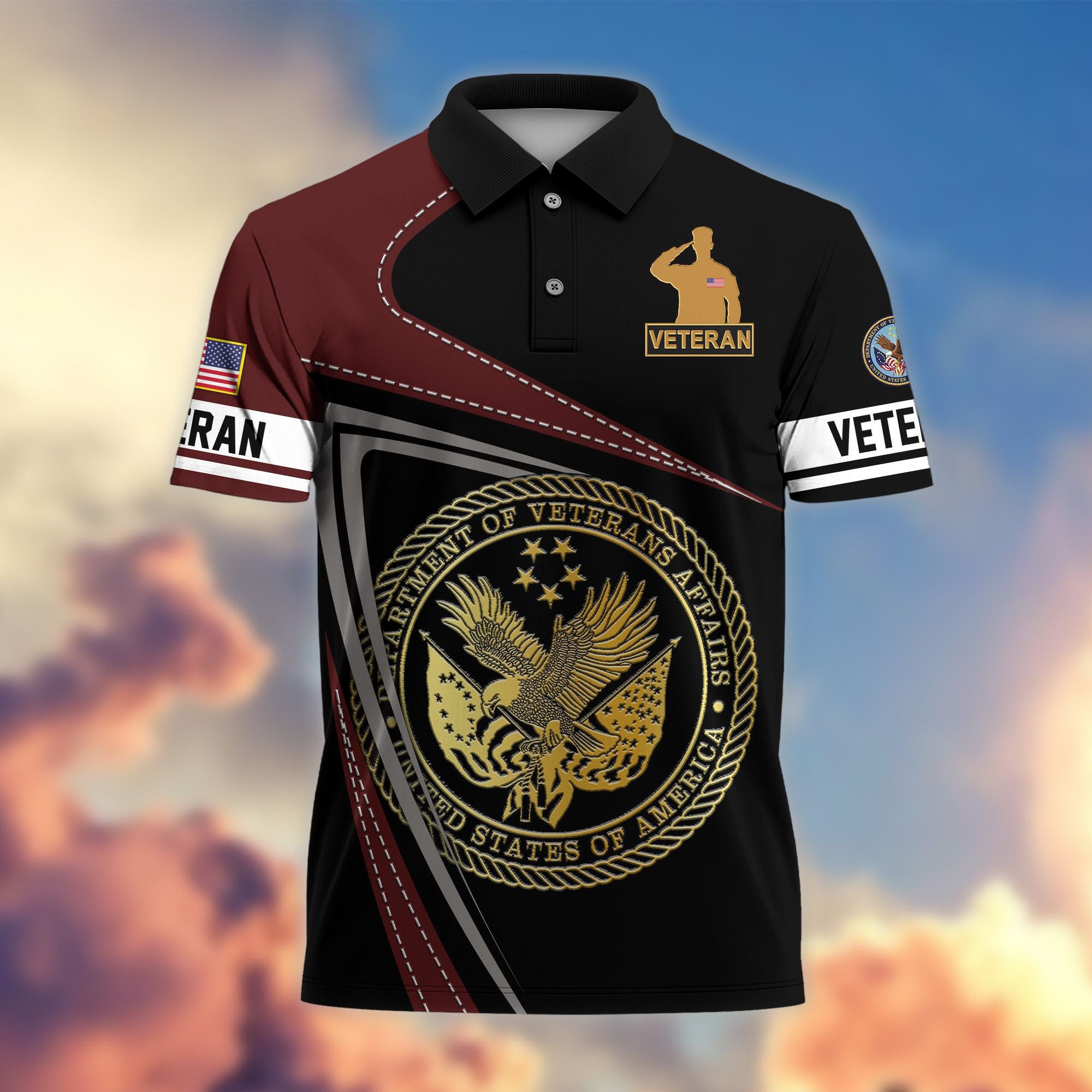 Premium US Veterans Polo Shirt, Gifts For US Veterans, Gifts On Father's Day, Independence Day, Veterans Day.