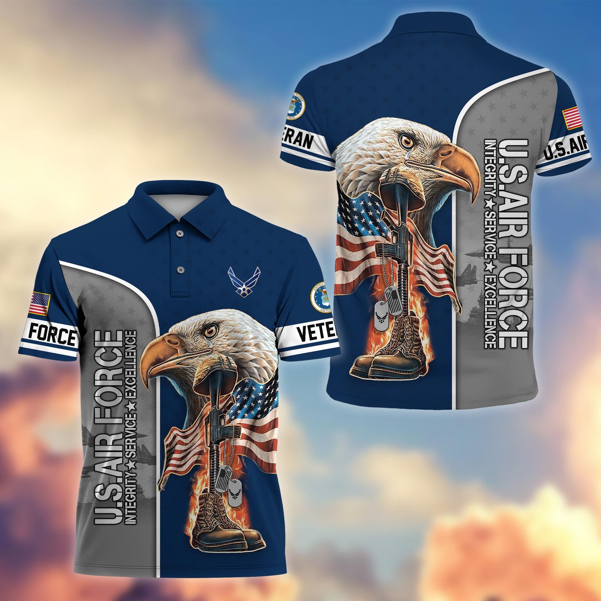 Premium US Veterans Polo Shirt, Gifts For US Veterans, Gifts On Father's Day, Independence Day, Veterans Day.