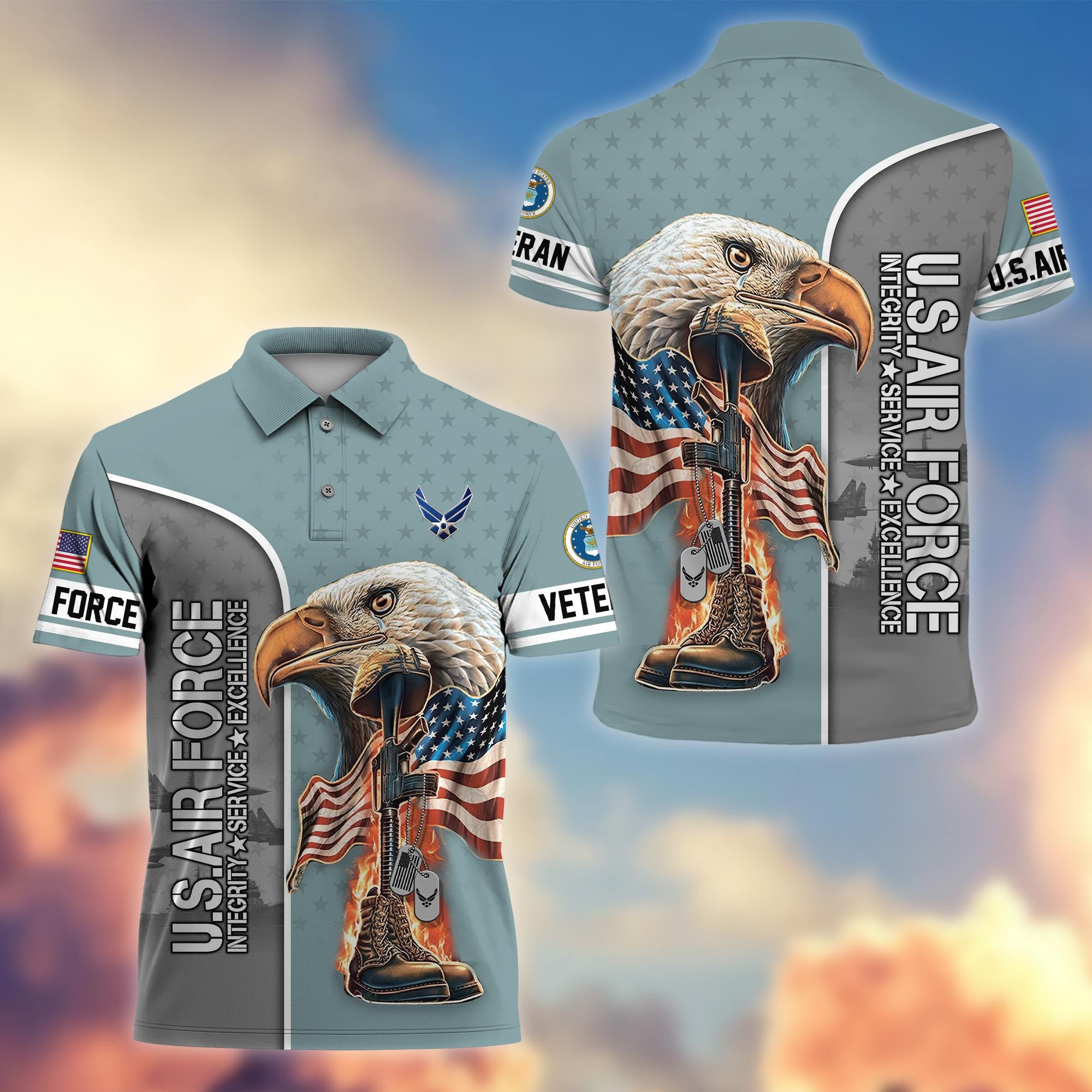 Premium US Veterans Polo Shirt, Gifts For US Veterans, Gifts On Father's Day, Independence Day, Veterans Day.