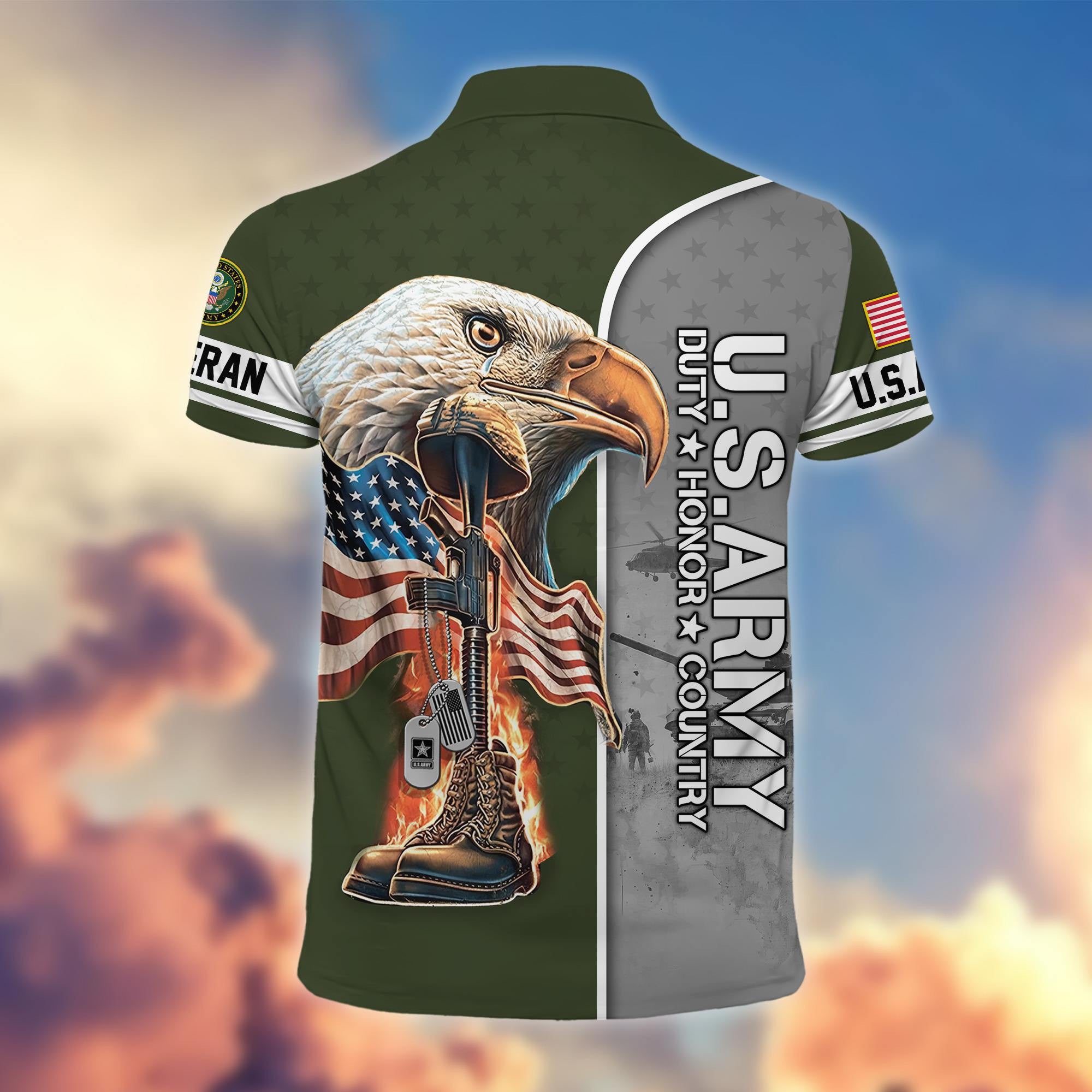 Premium US Veterans Polo Shirt, Gifts For US Veterans, Gifts On Father's Day, Independence Day, Veterans Day.