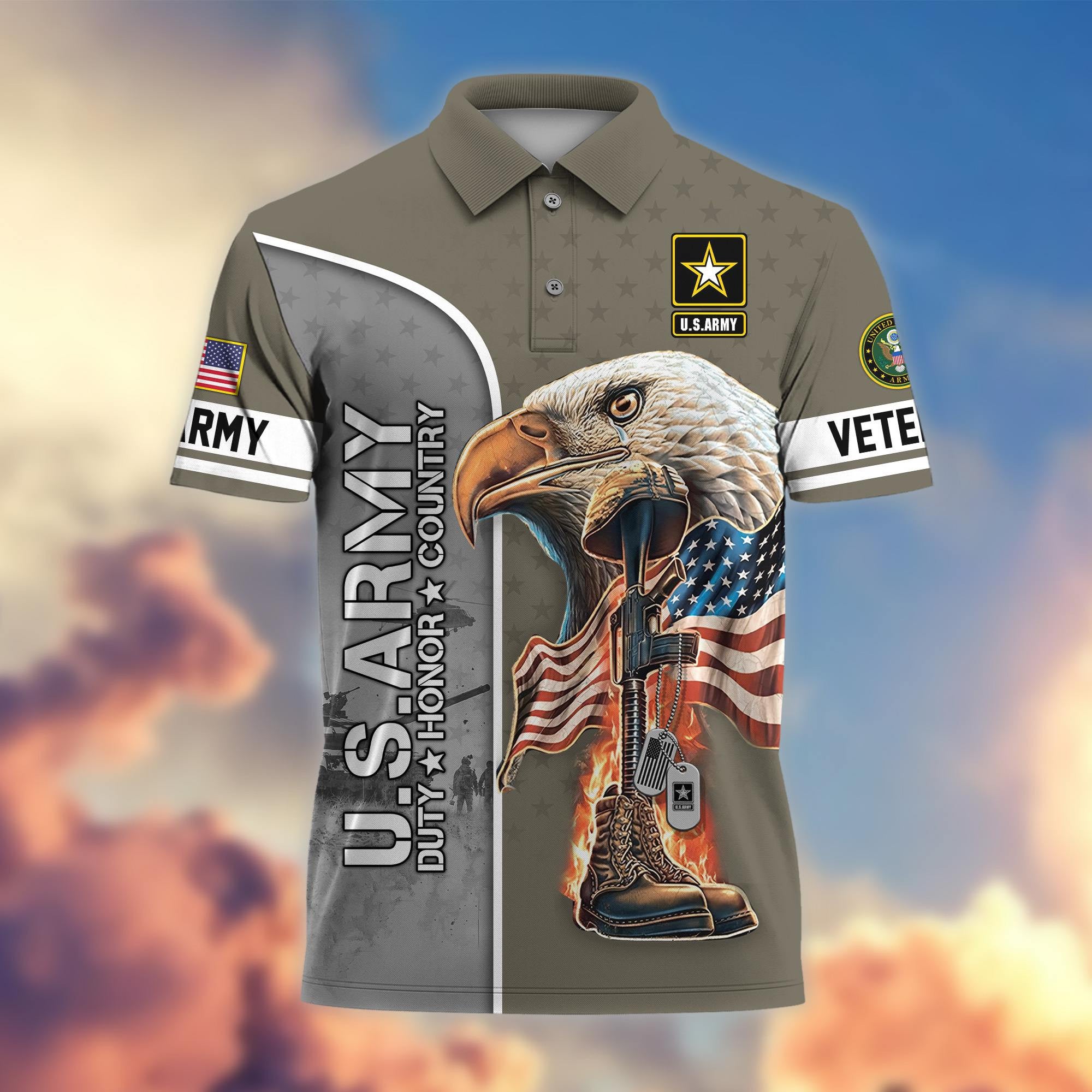 Premium US Veterans Polo Shirt, Gifts For US Veterans, Gifts On Father's Day, Independence Day, Veterans Day.