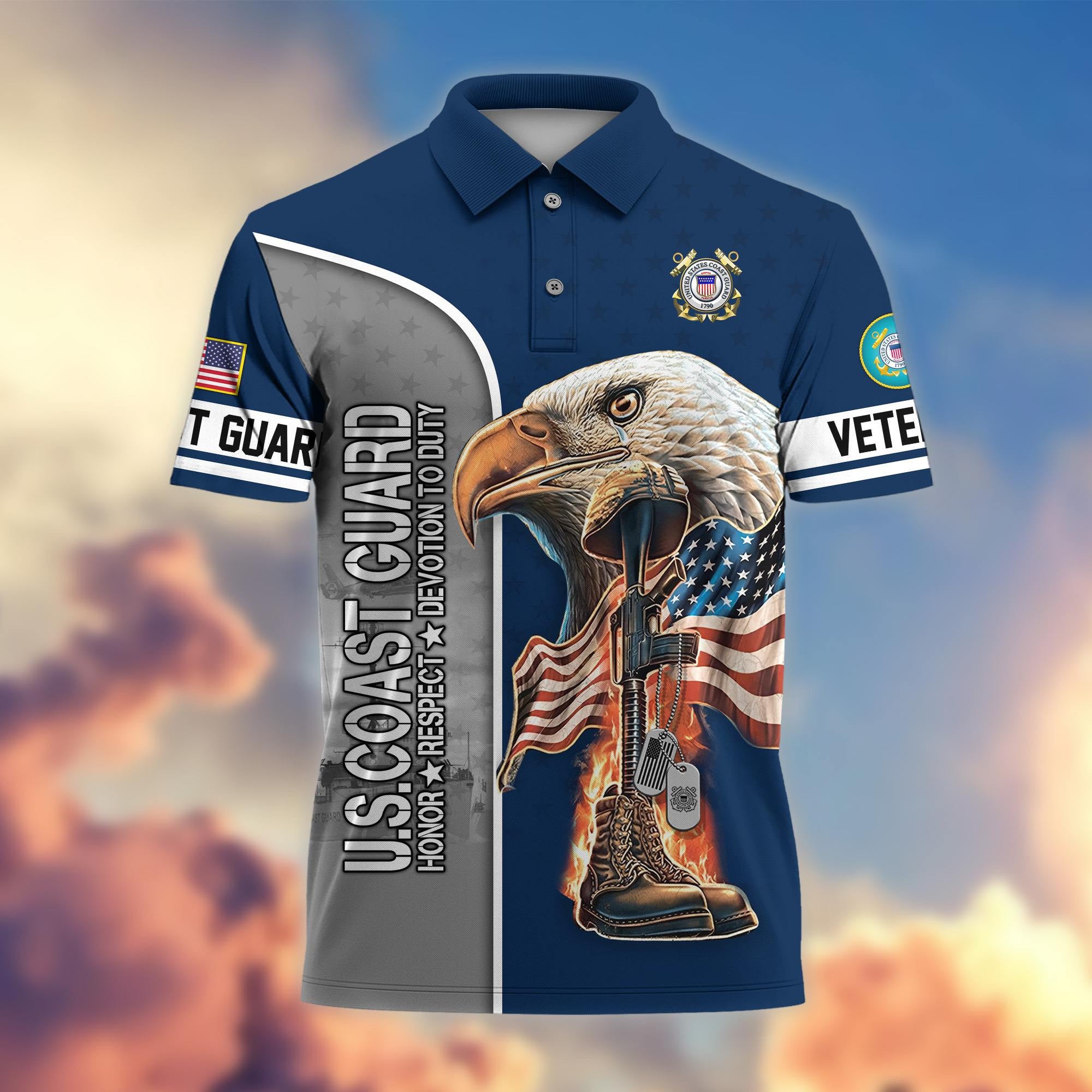 Premium US Veterans Polo Shirt, Gifts For US Veterans, Gifts On Father's Day, Independence Day, Veterans Day.