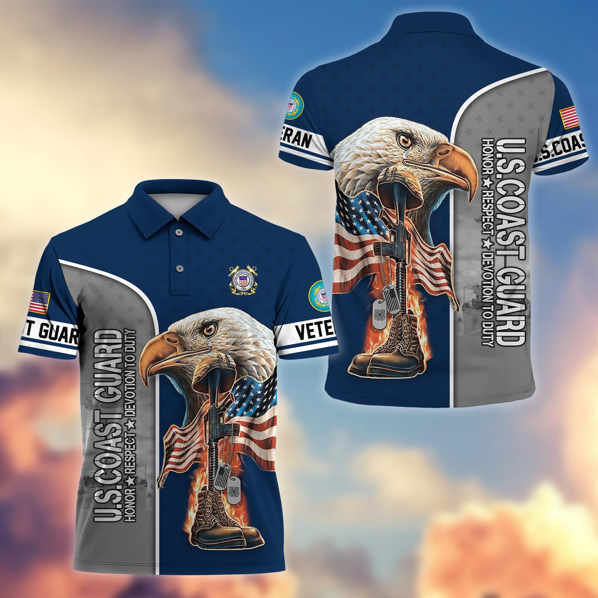 Premium US Veterans Polo Shirt, Gifts For US Veterans, Gifts On Father's Day, Independence Day, Veterans Day.