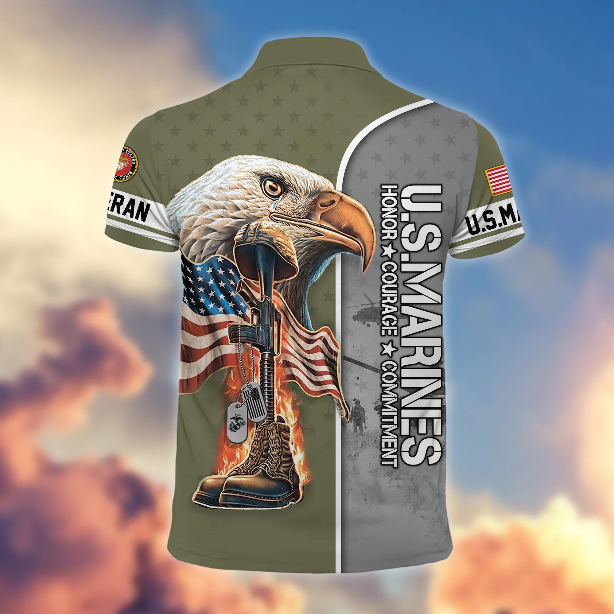 Premium US Veterans Polo Shirt, Gifts For US Veterans, Gifts On Father's Day, Independence Day, Veterans Day.
