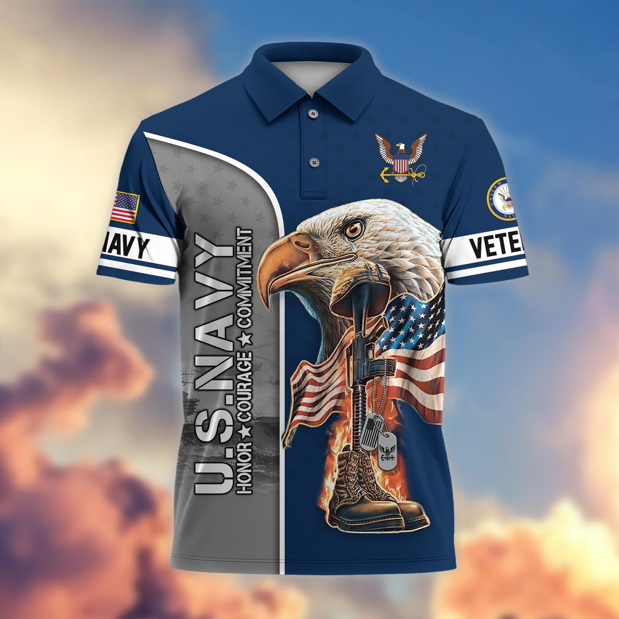 Premium US Veterans Polo Shirt, Gifts For US Veterans, Gifts On Father's Day, Independence Day, Veterans Day.