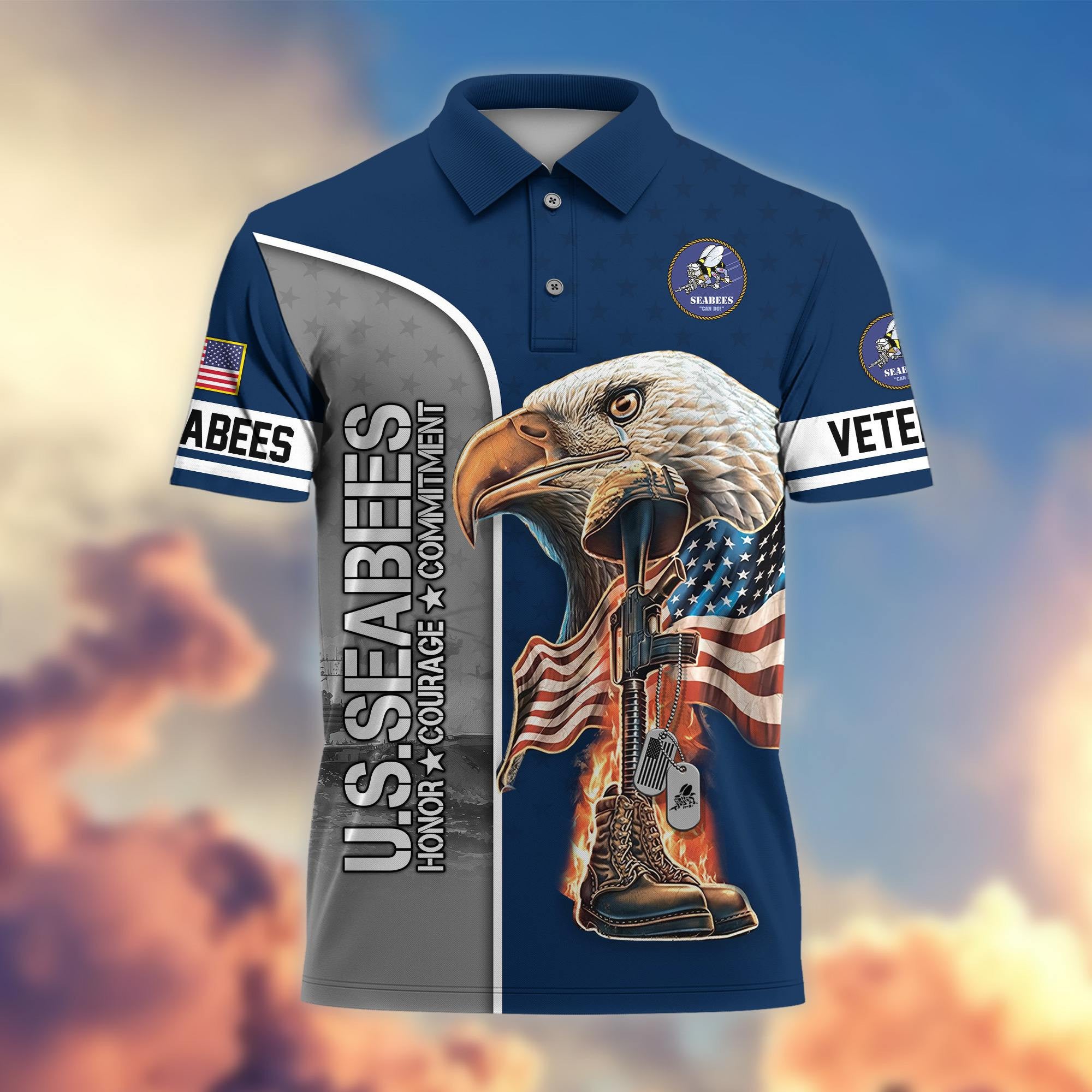 Premium US Veterans Polo Shirt, Gifts For US Veterans, Gifts On Father's Day, Independence Day, Veterans Day.