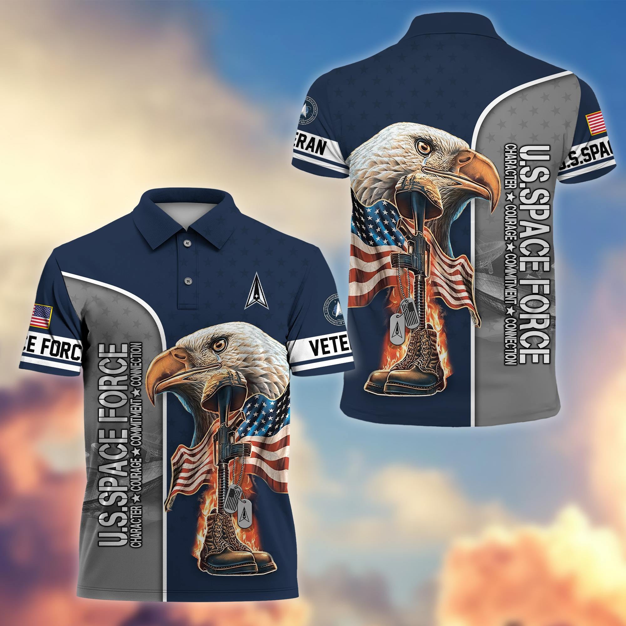 Premium US Veterans Polo Shirt, Gifts For US Veterans, Gifts On Father's Day, Independence Day, Veterans Day.