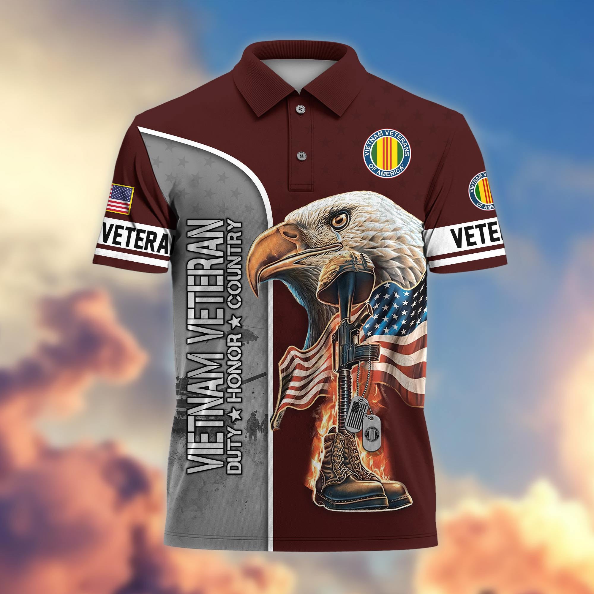 Premium US Veterans Polo Shirt, Gifts For US Veterans, Gifts On Father's Day, Independence Day, Veterans Day.