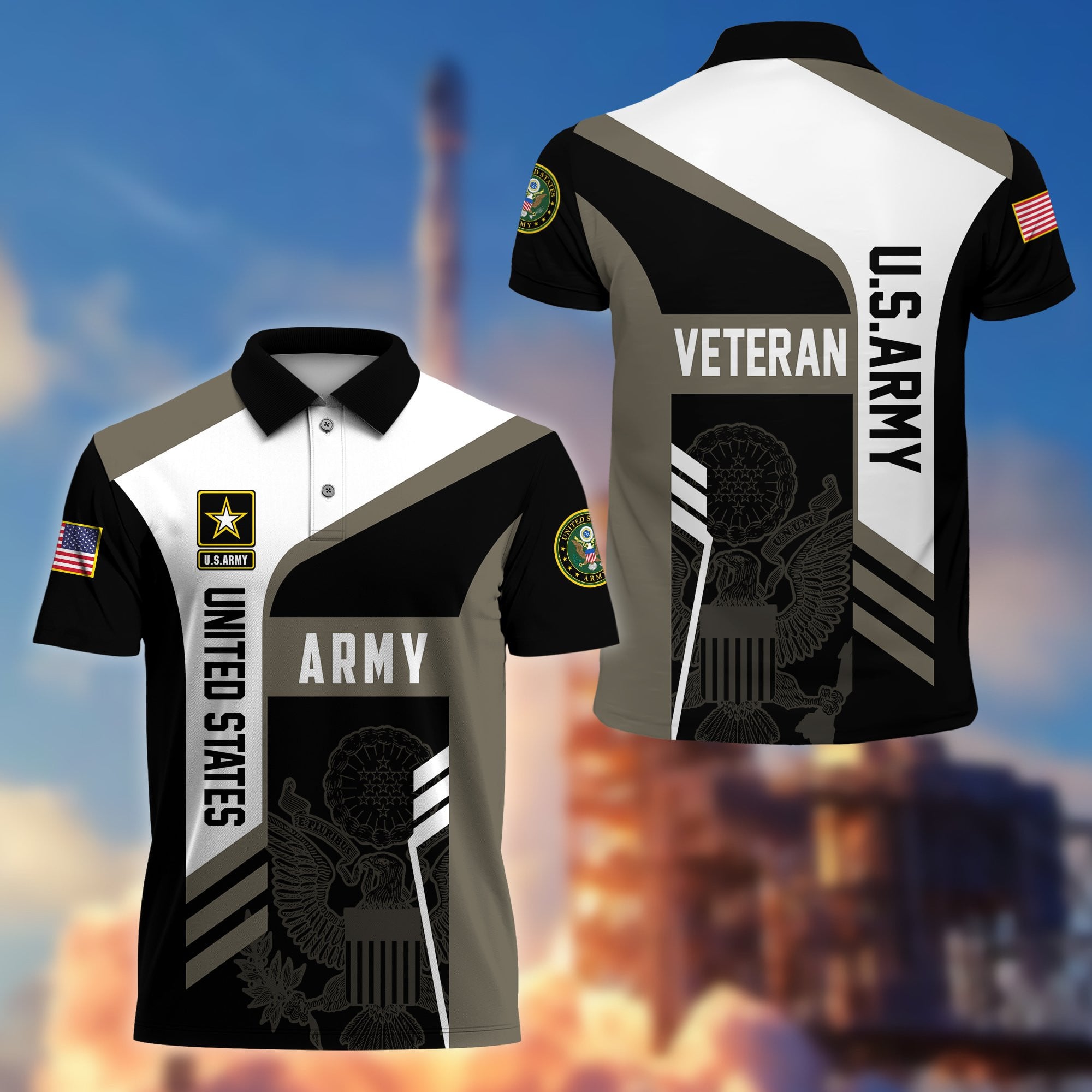 Premium US Veterans Polo Shirt, Gifts For Dad, For Husband, Gifts For US Veterans, Gifts On Father's Day, Independence Day, Veterans Day.