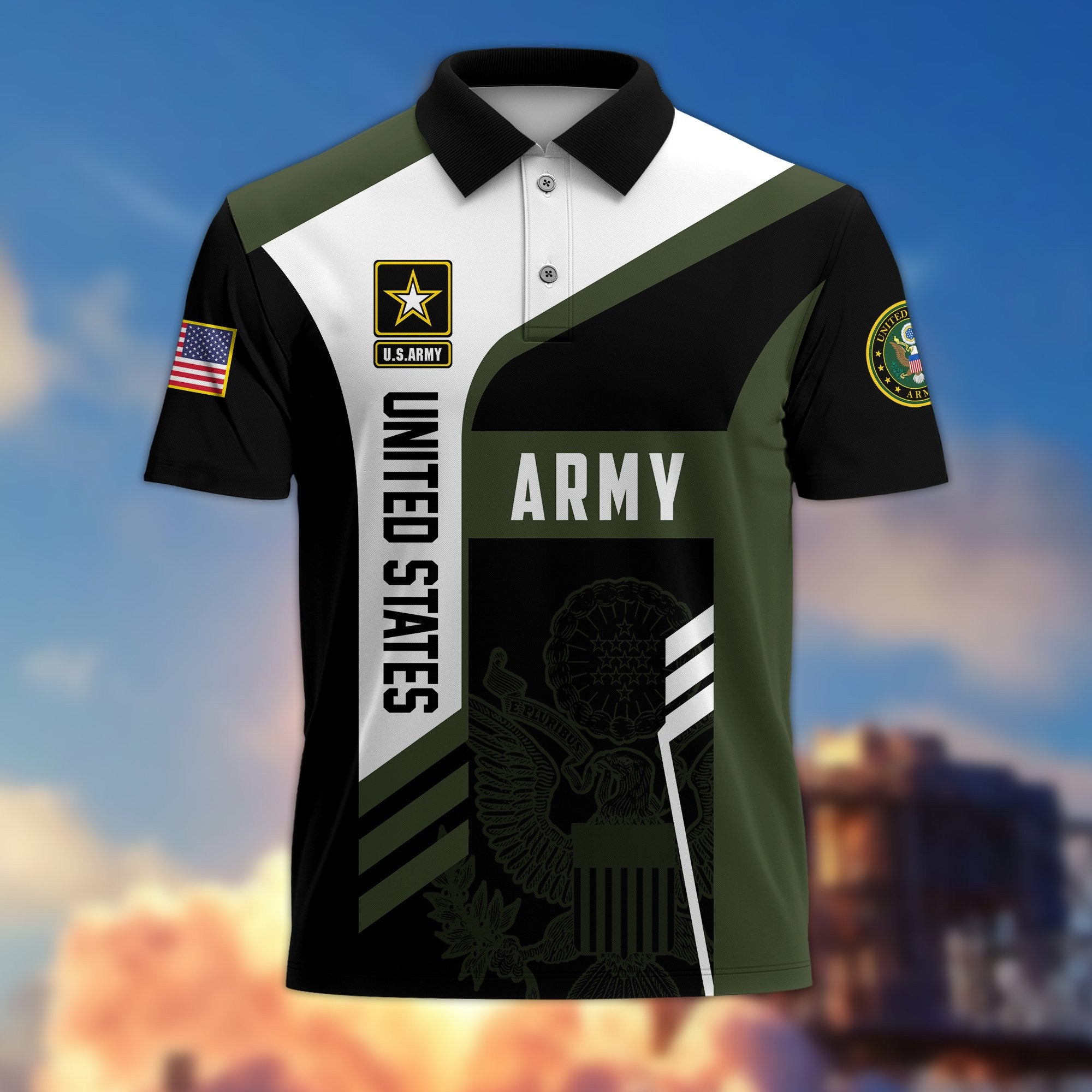 Premium US Veterans Polo Shirt, Gifts For Dad, For Husband, Gifts For US Veterans, Gifts On Father's Day, Independence Day, Veterans Day.