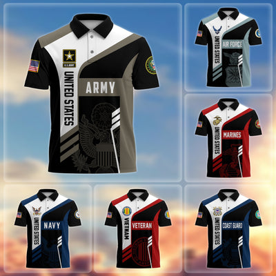Premium US Veterans Polo Shirt, Gifts For Dad, For Husband, Gifts For US Veterans, Gifts On Father's Day, Independence Day, Veterans Day.